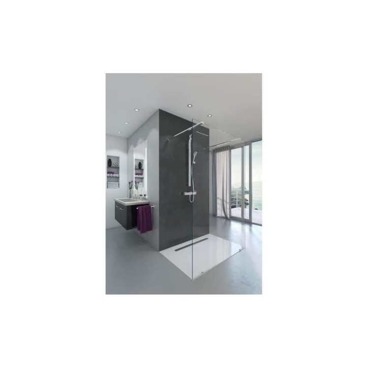 Paroi de douche en kit AURYS BALTIQUE CLAIRE - Verre Timeless 8 mm trempé by Saint-Gobain - L.140 cm x H.198 cm Paroi de douche en kit AURYS BALTIQUE CLAIRE - Verre Timeless 8 mm trempé by Saint-Gobain - L.140 cm x H.198 cm