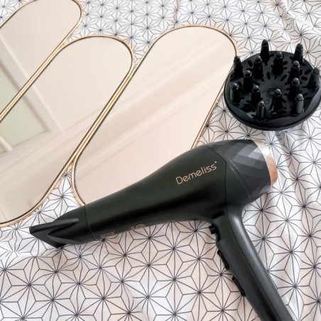 Seche-Cheveux - SAINT ALGUE - Demeliss SALON SERIES 2200W - Moteur Professionnel AC - Tourmaline Ionique - Concentrateur & Diffu