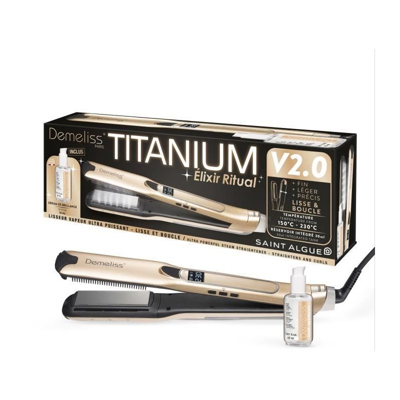 Lisseur vapeur - SAINT ALGUE - Coffret Premium Demeliss TITANIUM V2.0 Lisseur vapeur - SAINT ALGUE - Coffret Premium Demeliss TITANIUM V2.0
