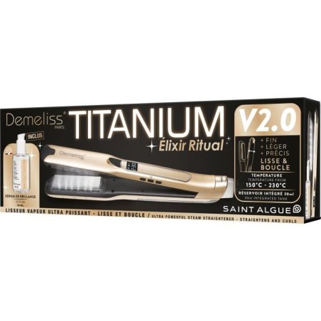 Lisseur vapeur - SAINT ALGUE - Coffret Premium Demeliss TITANIUM V2.0 - Lissage Haute Performance + Soin Brillance Intense