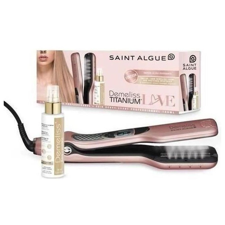 Lisseur vapeur - SAINT ALGUE - Coffret Premium Demeliss TITANIUM LOVE - Coloris Exclusif + Soin Kératine 100ml - Lissage Intens Lisseur vapeur - SAINT ALGUE - Coffret Premium Demeliss TITANIUM LOVE - Coloris Exclusif + Soin Kératine 100ml - Lissage Intens