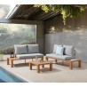 Salon de jardin canapé d'angle - Aluminium effet bois - 4 personnes -