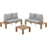 Salon de jardin canapé d'angle - Aluminium effet bois - 4 personnes -