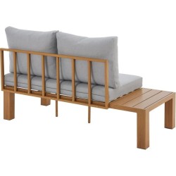 Salon de jardin canapé d'angle - Aluminium effet bois - 4 personnes -