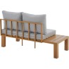 Salon de jardin canapé d'angle - Aluminium effet bois - 4 personnes -