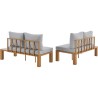 Salon de jardin canapé d'angle - Aluminium effet bois - 4 personnes -