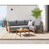 Salon de jardin canapé d'angle SANTA - Aluminium effet bois - 5 perso