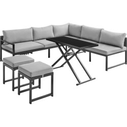 Salon de jardin avec structure en aluminium avec coussins - 7 personne
