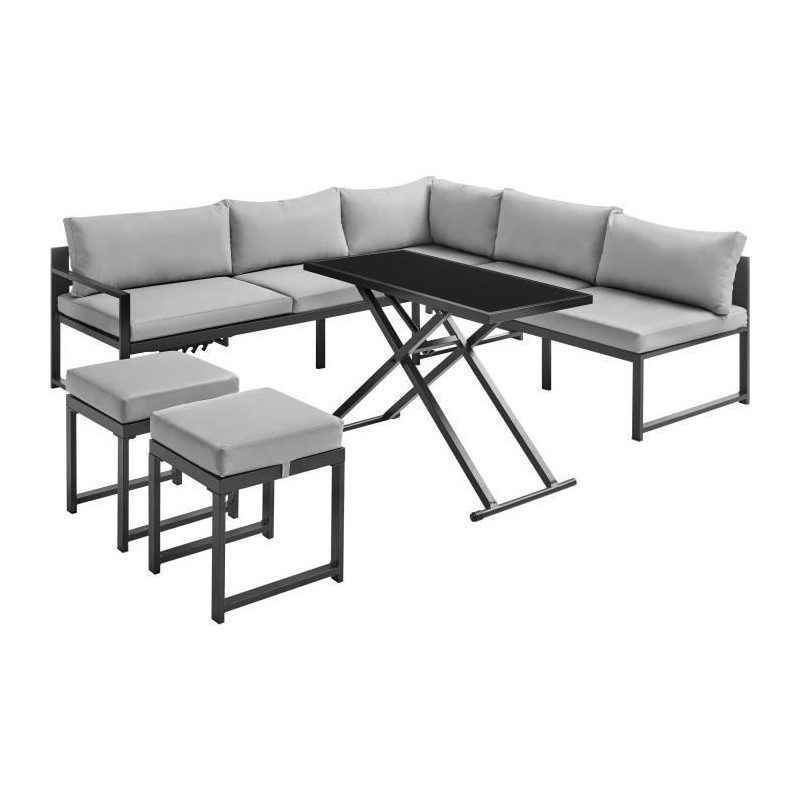 Salon de jardin avec structure en aluminium avec coussins - 7 personne Salon de jardin avec structure en aluminium avec coussins - 7 personne