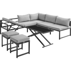 Salon de jardin avec structure en aluminium avec coussins - 7 personne