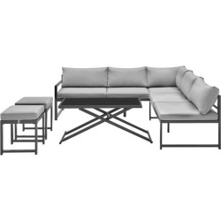 Salon de jardin avec structure en aluminium avec coussins - 7 personne
