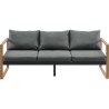 Salon bas de jardin en aluminium effet bois avec coussins - 5 personne