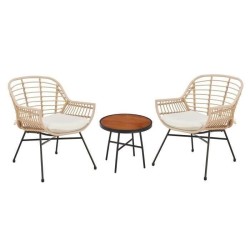 Salon de jardin SUMATRA : table basse + 2 fauteuils - Résine tressée