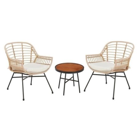 Salon de jardin SUMATRA : table basse + 2 fauteuils - Résine tressée