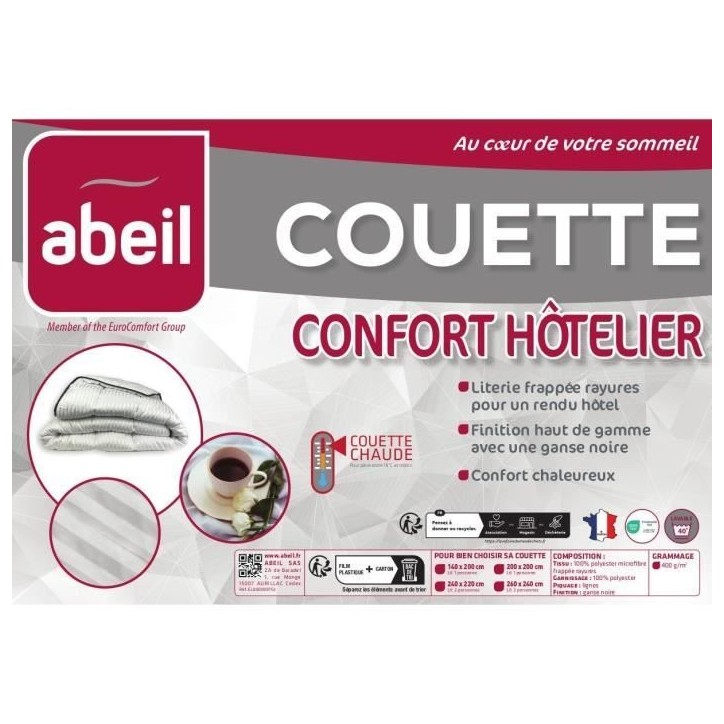 ABEIL Couette chaude Confort Hôtelier 240 x 260 cm