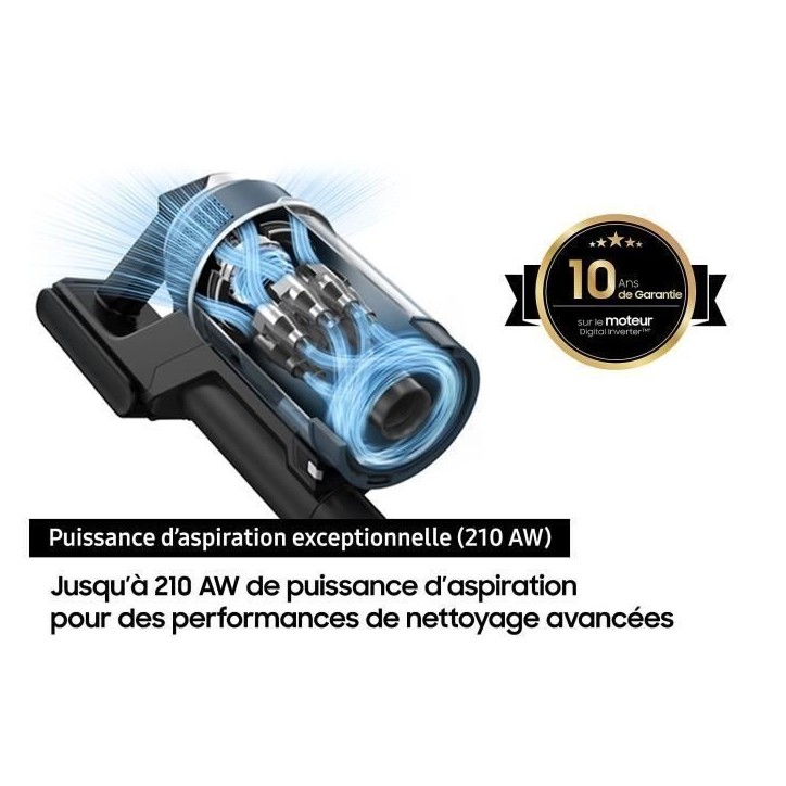 SAMSUNG Jet 85 Complete VS20C85G4TB - Aspirateur Balai sans fil - Puissance 210 AW - Autonomie 60 min - 3 brosses SAMSUNG Jet 85 Complete VS20C85G4TB - Aspirateur Balai sans fil - Puissance 210 AW - Autonomie 60 min - 3 brosses