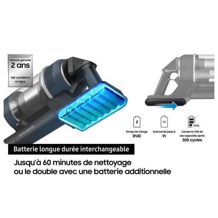 SAMSUNG Jet 85 Complete VS20C85G4TB - Aspirateur Balai sans fil - Puissance 210 AW - Autonomie 60 min - 3 brosses SAMSUNG Jet 85 Complete VS20C85G4TB - Aspirateur Balai sans fil - Puissance 210 AW - Autonomie 60 min - 3 brosses