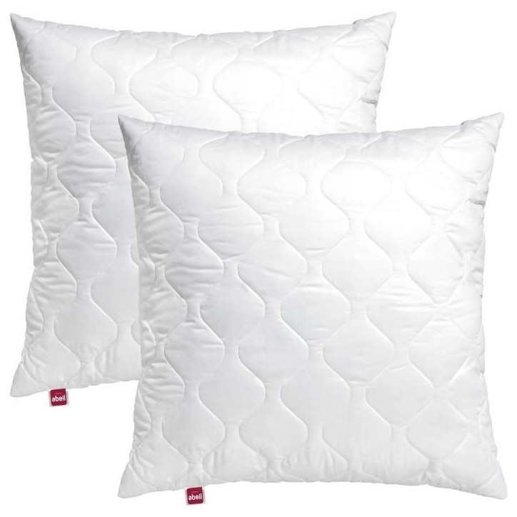 ABEIL Lot de 2 Oreillers a mémoire de forme matelassés- 60x60 cm - Blanc ABEIL Lot de 2 Oreillers a mémoire de forme matelassés- 60x60 cm - Blanc