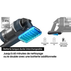 SAMSUNG Bespoke Jet Plus Pet VS20B95823W - Aspirateur Balai + Clean St