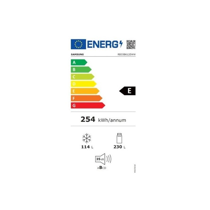 Réfrigérateur combiné - SAMSUNG - RB33B612ESA - 344 L - Classe E - 59,5 x 65,8 x 185,3 cm - Blanc Réfrigérateur combiné - SAMSUNG - RB33B612ESA - 344 L - Classe E - 59,5 x 65,8 x 185,3 cm - Blanc