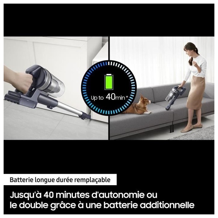 SAMSUNG VS15A6031R4 Jet 60 Turbo - Aspirateur Balai - 150 AW - Aspiration multicyclonique - Filtration HEPA - 40min d'autonomie SAMSUNG VS15A6031R4 Jet 60 Turbo - Aspirateur Balai - 150 AW - Aspiration multicyclonique - Filtration HEPA - 40min d'autonomie