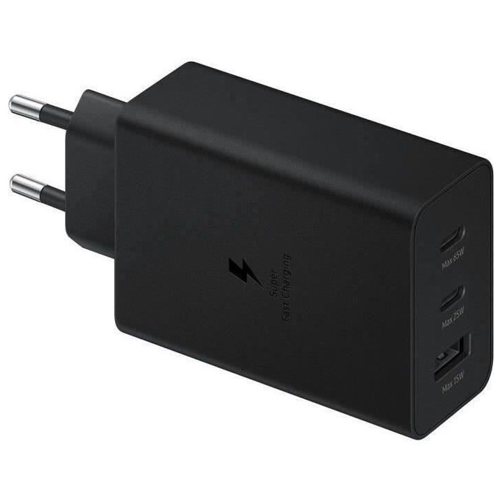 Adaptateur secteur Trio 65W - 2 x USB-C - 1 x USB-A - Noir - sans câble