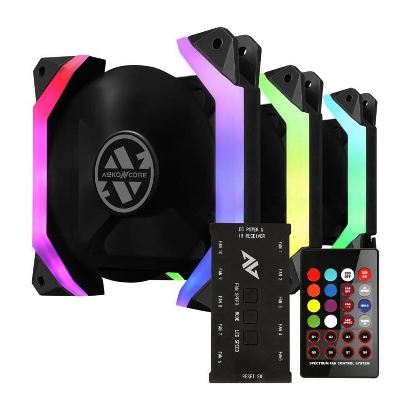 ABKONCORE Spider Spectrum Sync (Pack de 3) - Ventilateur 120mm A-RGB p ABKONCORE Spider Spectrum Sync (Pack de 3) - Ventilateur 120mm A-RGB p
