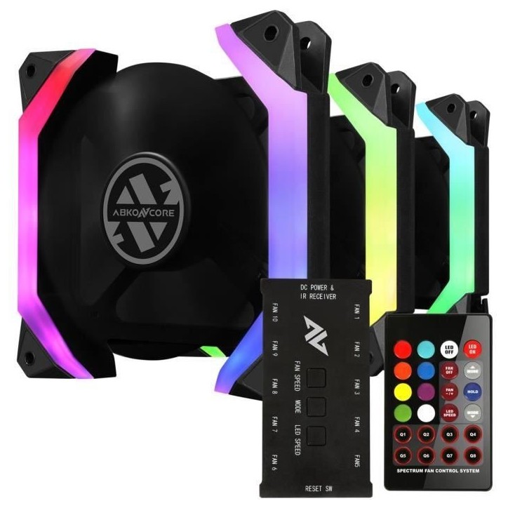 ABKONCORE Spider Spectrum Sync (Pack de 3) - Ventilateur 120mm A-RGB pour boitier ABKONCORE Spider Spectrum Sync (Pack de 3) - Ventilateur 120mm A-RGB pour boitier