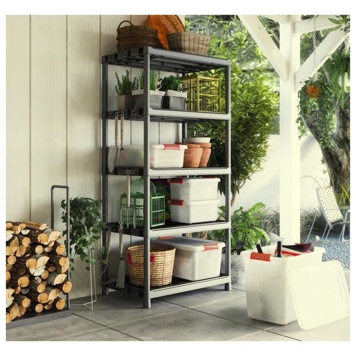 Étagere de rangement XL KETER Plus X/5 - Noir - 90 x 60 x 187 cm - 80 kg / tablette
