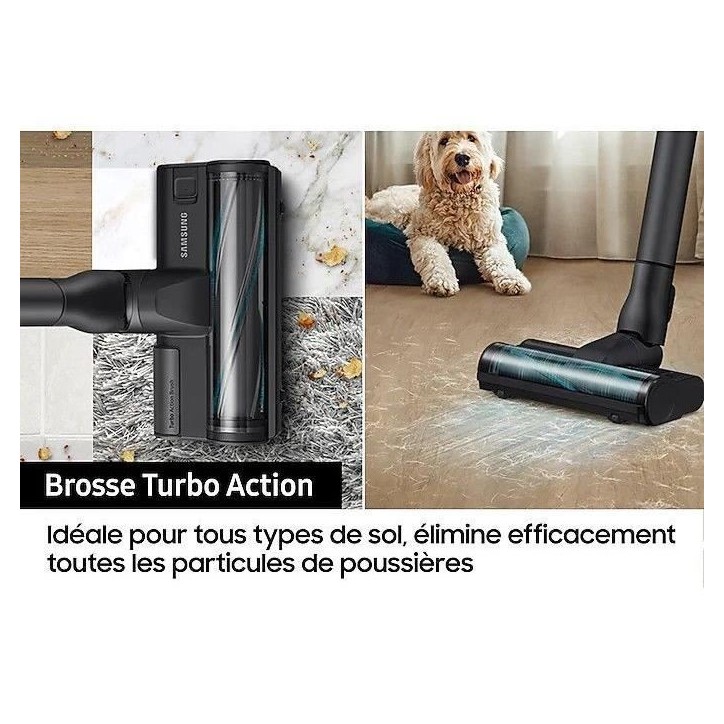 SAMSUNG Jet 75E Turbo VS20B75B1R4 - Aspirateur Balai - Puissance 200 AW - 60 minutes d'autonomie - Station de chargement 2-en-1 SAMSUNG Jet 75E Turbo VS20B75B1R4 - Aspirateur Balai - Puissance 200 AW - 60 minutes d'autonomie - Station de chargement 2-en-1