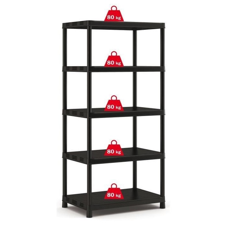 Étagere de rangement XL KETER Plus X/5 - Noir - 90 x 60 x 187 cm - 80 kg / tablette