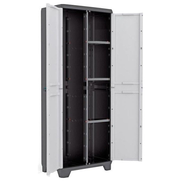 KETER Armoire de rangement utilitaire Linear - 68 x 39 x 173 cm - Noir et gris KETER Armoire de rangement utilitaire Linear - 68 x 39 x 173 cm - Noir et gris