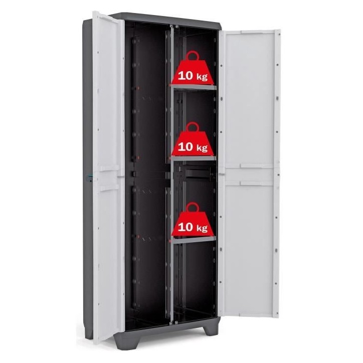 KETER Armoire de rangement utilitaire Linear - 68 x 39 x 173 cm - Noir et gris KETER Armoire de rangement utilitaire Linear - 68 x 39 x 173 cm - Noir et gris