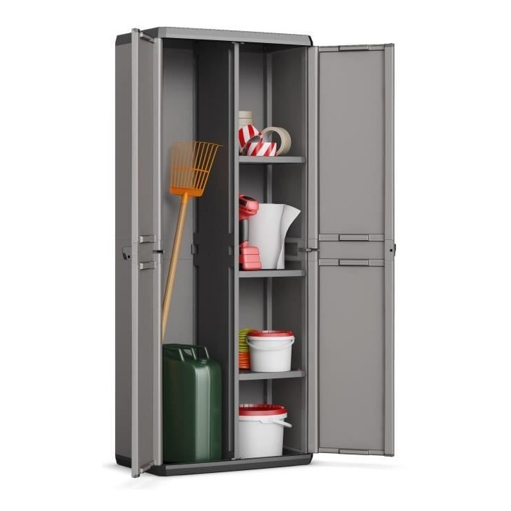 Armoire de rangement utilitaire Più - KETER - 3 tablettes réglables - Gris anthracite et noir Armoire de rangement utilitaire Più - KETER - 3 tablettes réglables - Gris anthracite et noir