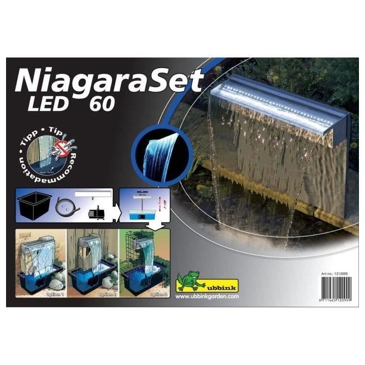 Ubbink Ensemble de cascade Niagara 60 cm LED avec pompe 401379