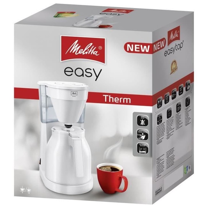 Melitta Easy Therm II 1023-05 Blanc - Cafetiere - Thermo-pot a commande a une main, réservoir d'eau transparent Melitta Easy Therm II 1023-05 Blanc - Cafetiere - Thermo-pot a commande a une main, réservoir d'eau transparent
