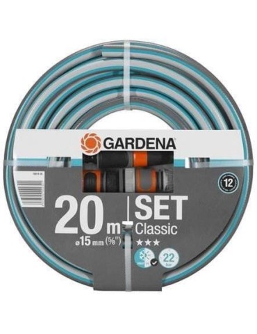 Tuyau d'arrosage Classic GARDENA - 20m - Ø15mm - Haute résistance pression 22 bar - Garantie 12 ans