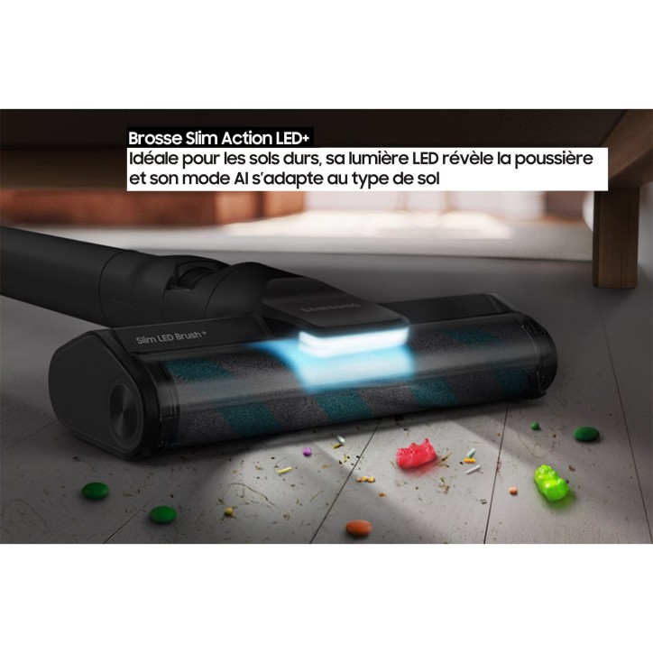 Aspirateur Balai sans fil - SAMSUNG BESPOKE AI Jet lite pet VS80F28ELP - 770 W - 280 AW - 60 min - 0,5 L - 86 dB - Gris Aspirateur Balai sans fil - SAMSUNG BESPOKE AI Jet lite pet VS80F28ELP - 770 W - 280 AW - 60 min - 0,5 L - 86 dB - Gris