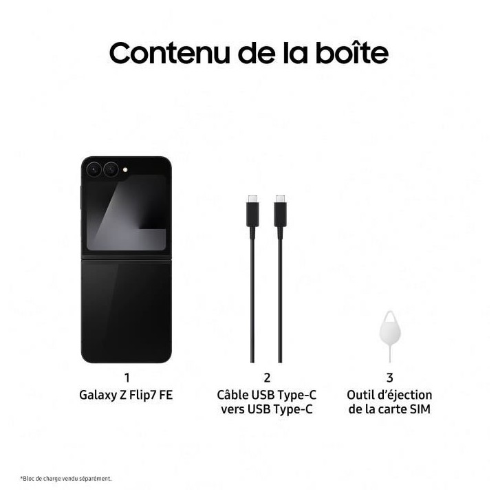Samsung Galaxy Z Flip7 FE 5G Smartphone 128 Go Noir