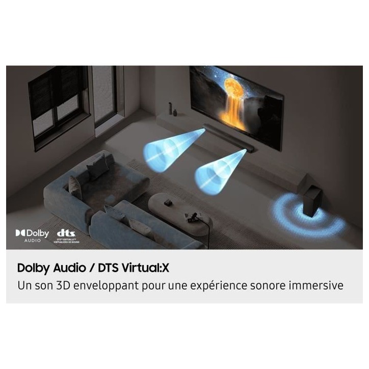 SAMSUNG HW-B66CF - Barre de son Series 3.1ch - Caisson sans fil 6,5'' - HP Central - Adaptative Sound Lite