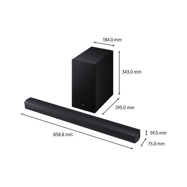 SAMSUNG HW-B66CF - Barre de son Series 3.1ch - Caisson sans fil 6,5'' - HP Central - Adaptative Sound Lite