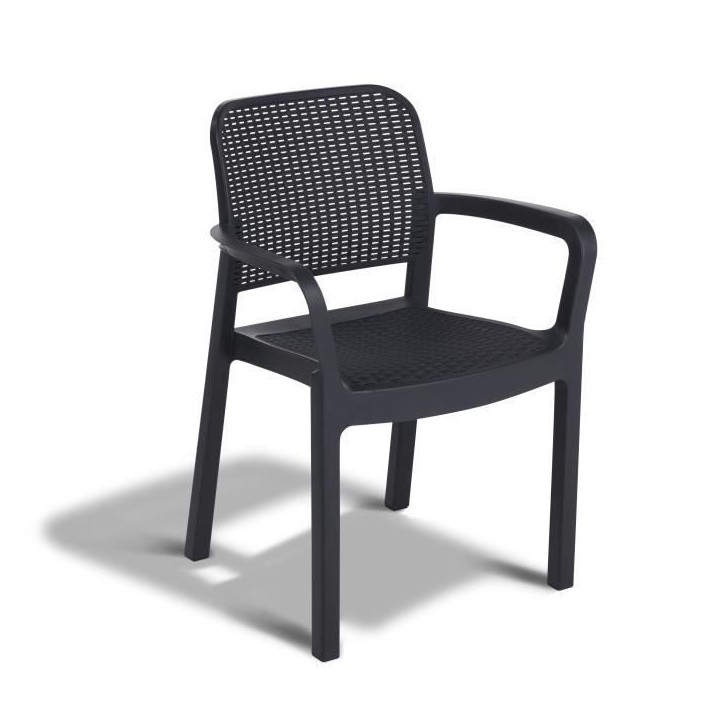 Lot de 6 fauteuils de jardin - Allibert by KETER - SAMANNA - En résine - Coloris : gris graphite - Empilable