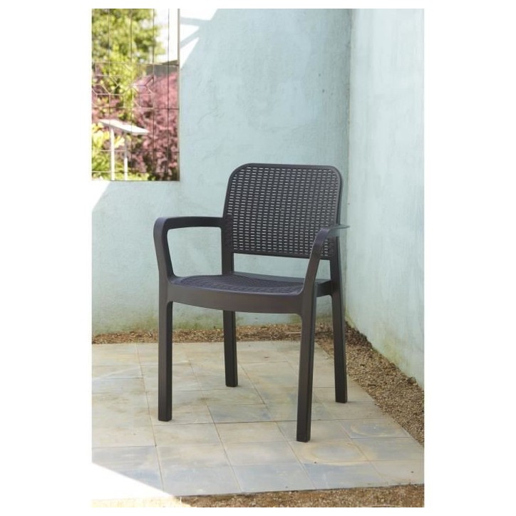 Lot de 6 fauteuils de jardin - Allibert by KETER - SAMANNA - En résine - Coloris : gris graphite - Empilable
