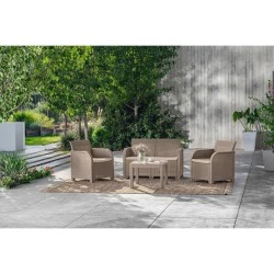 Salon de jardin - en résine imitation rotin tressé - Allibert by KET