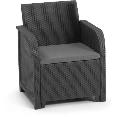 Salon de jardin en résine – Allibert by KETER - 4 personnes – SAN REMO – Gris graphite