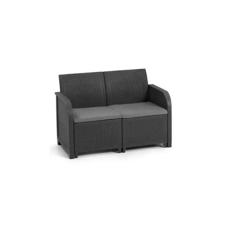 Salon de jardin en résine – Allibert by KETER - 4 personnes – SAN REMO – Gris graphite