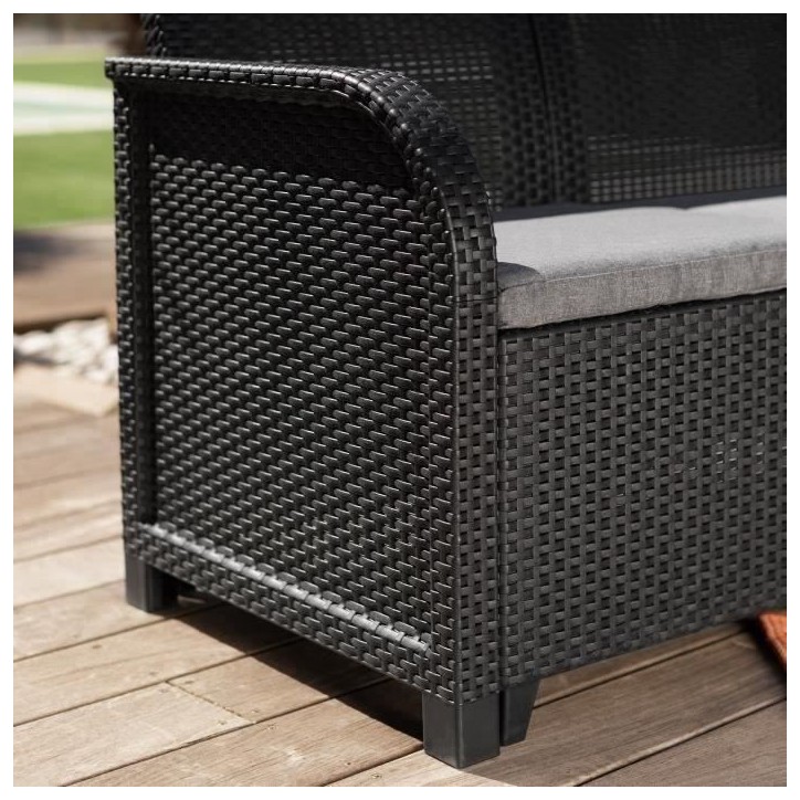 Salon de jardin en résine – Allibert by KETER - 4 personnes – SAN REMO – Gris graphite
