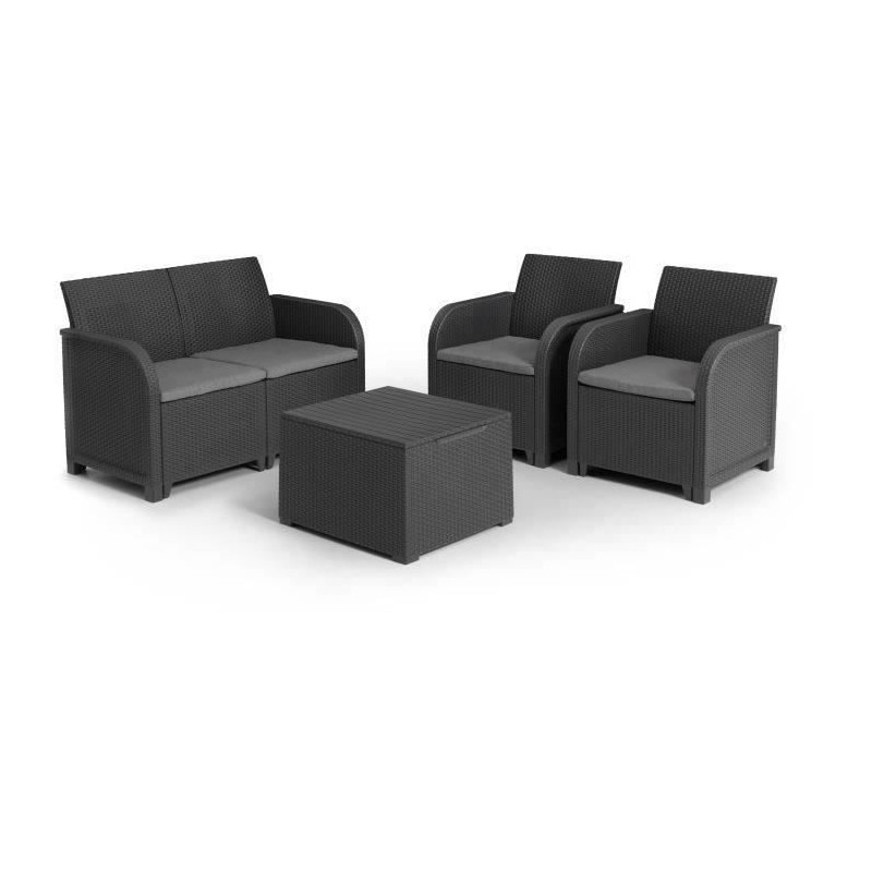 Salon de jardin avec coffre de rangement - en résine - Allibert by KE Salon de jardin avec coffre de rangement - en résine - Allibert by KE