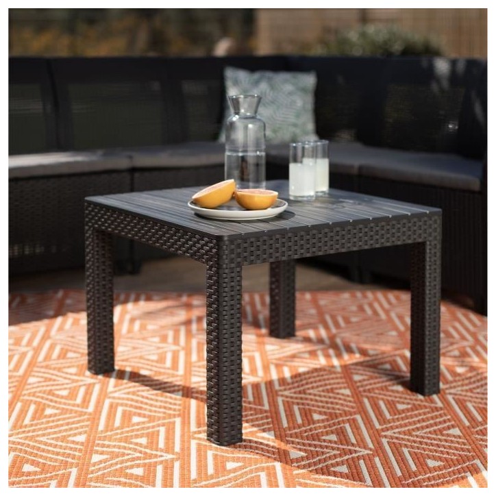 Salon de jardin - résine aspect rotin tressé- Allibert by KETER - 5 personnes - SanRemo - Gris graphite