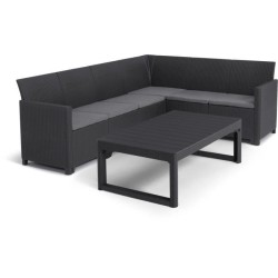 Salon de jardin avec table basse 2 en 1 - en résine - Allibert by KET